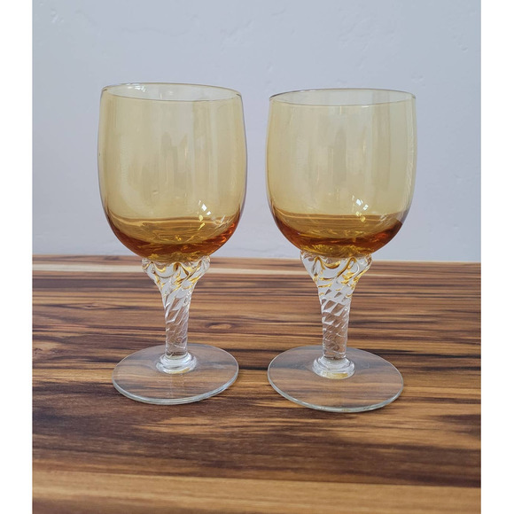 Other - 2 Amber Wine Glass